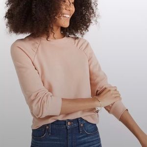 Madewell Pink/Peach Bubble Sleeve Crew Neck Sweatshirt